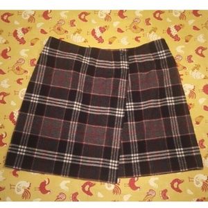 Style & Co 14 Wool blend wrap plaid short skirt